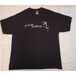 Harley Davidson T Shirt Mens Size 2XL Black Jackson Hole Wyoming USA 2005 Skull